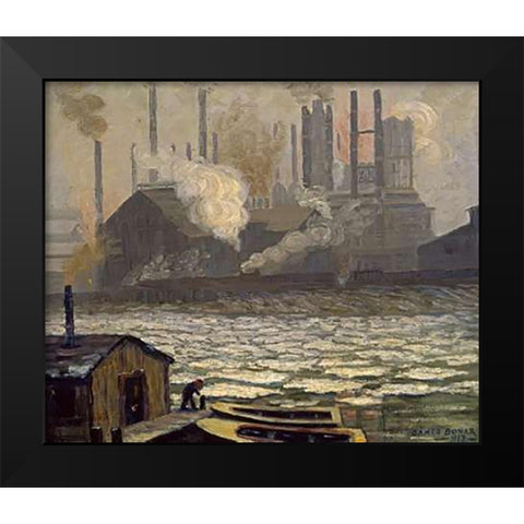 Schollenberg Rolling Mill Dismantled Black Modern Wood Framed Art Print by Bonar, James