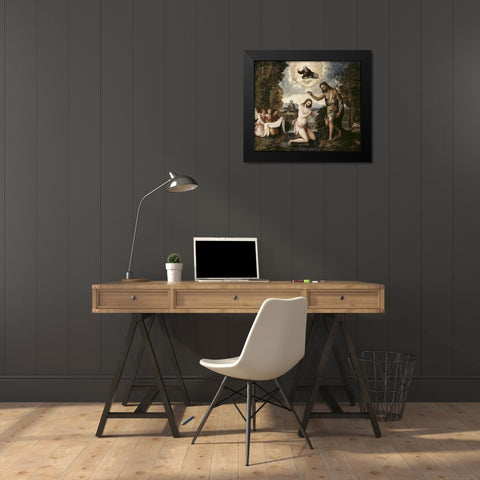 Baptism of Christ Black Modern Wood Framed Art Print by Bordone, Paris