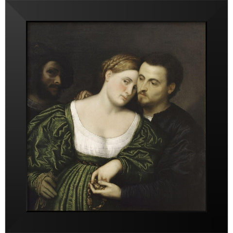 The Venetian Lovers Black Modern Wood Framed Art Print by Bordone, Paris