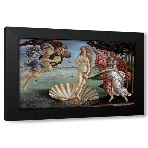 The Birth of Venus Black Modern Wood Framed Art Print by Botticelli, Sandro