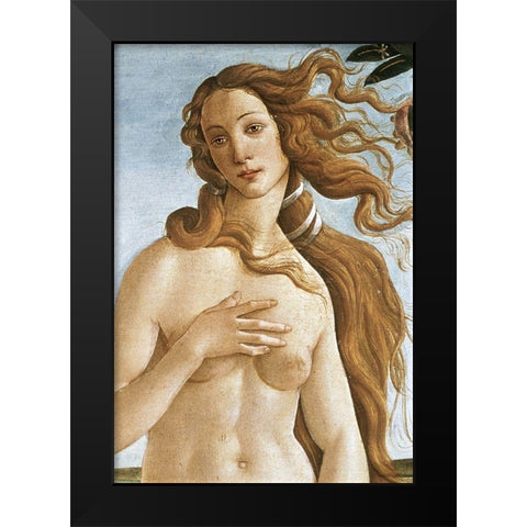The Birth of Venus (Detail) Black Modern Wood Framed Art Print by Botticelli, Sandro