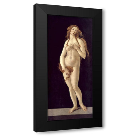 Venus Pudica Black Modern Wood Framed Art Print with Double Matting by Botticelli, Sandro