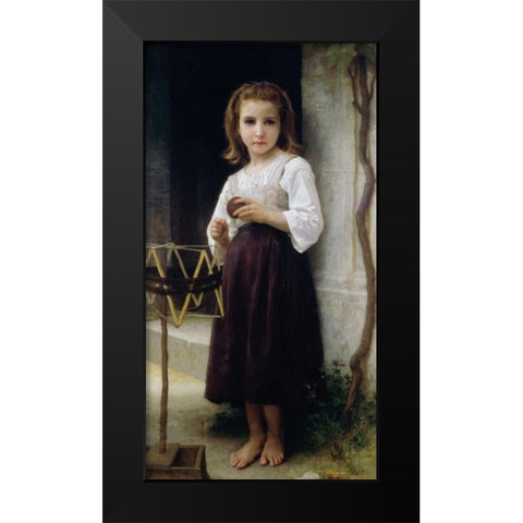 Child with a Ball of Wool Black Modern Wood Framed Art Print by Bouguereau, William-Adolphe