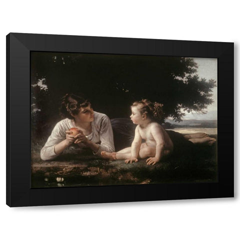 Mother and Child - II Black Modern Wood Framed Art Print with Double Matting by Bouguereau, William-Adolphe