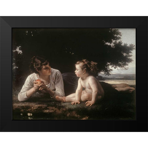 Mother and Child - II Black Modern Wood Framed Art Print by Bouguereau, William-Adolphe