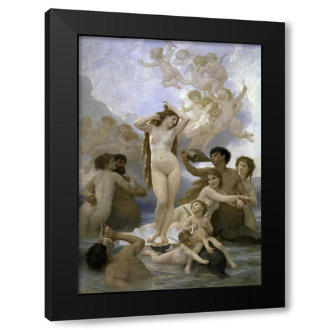 The Birth of Venus Black Modern Wood Framed Art Print with Double Matting by Bouguereau, William-Adolphe