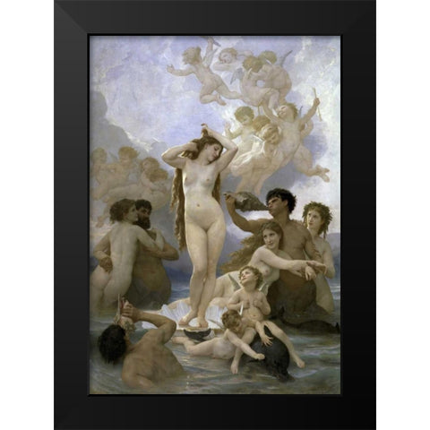 The Birth of Venus Black Modern Wood Framed Art Print by Bouguereau, William-Adolphe