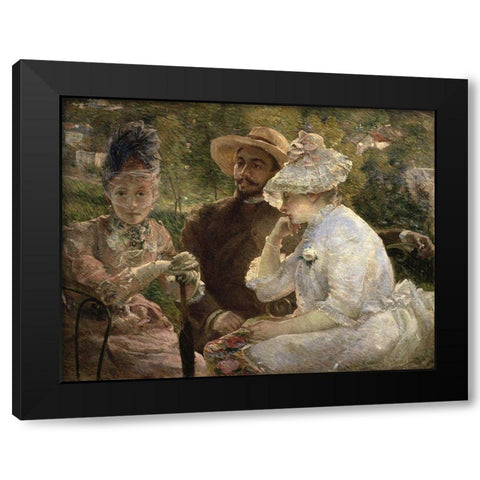 On the Terrace at Sevres Black Modern Wood Framed Art Print by Bracquemond, Marie