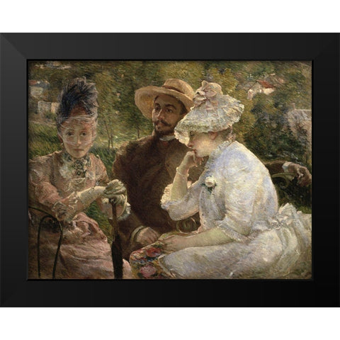On the Terrace at Sevres Black Modern Wood Framed Art Print by Bracquemond, Marie