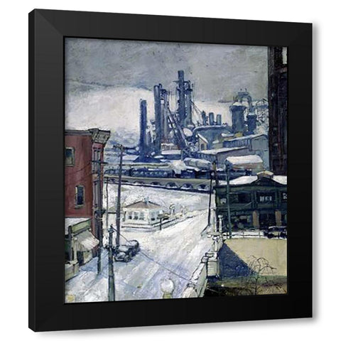 Blast Furnaces in Winter Black Modern Wood Framed Art Print with Double Matting by Brennan, H.J