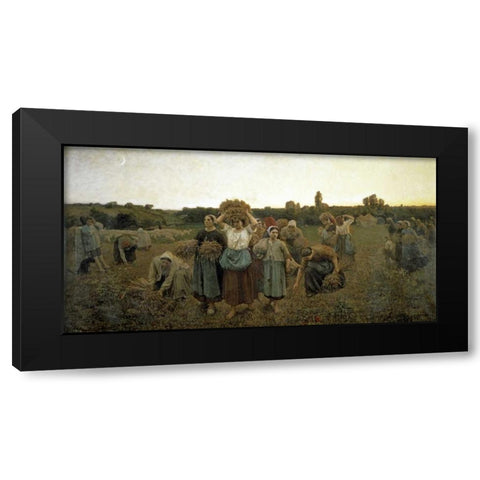 The Recall of the Gleaners Black Modern Wood Framed Art Print by Breton, Jules Adolphe