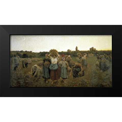 The Recall of the Gleaners Black Modern Wood Framed Art Print by Breton, Jules Adolphe