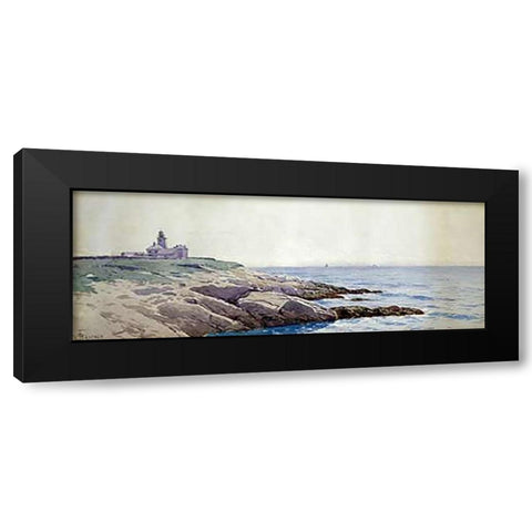 Coastal Landscape with Lighthouse Black Modern Wood Framed Art Print with Double Matting by Bricher, Alfred Thompson
