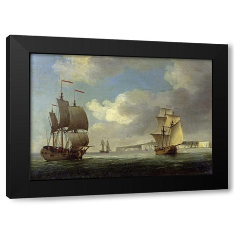Shipping Off the South Coast of England Black Modern Wood Framed Art Print by Brooking, Charles