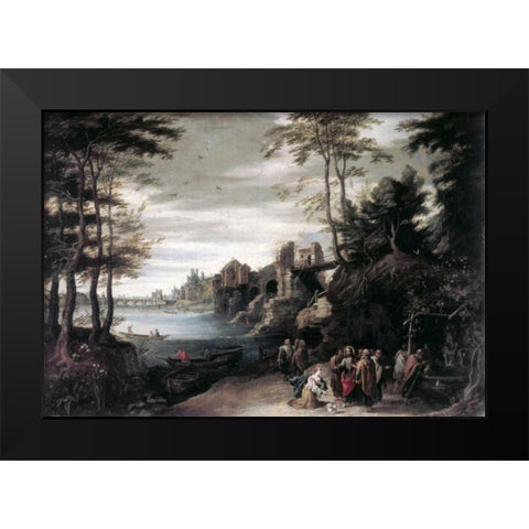 Christ and the Canaanite Woman Black Modern Wood Framed Art Print by Jan Brueghel the Elder
