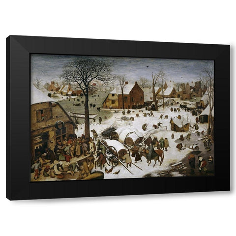 The Census at Bethlehem Black Modern Wood Framed Art Print with Double Matting by Bruegel the Elder, Pieter