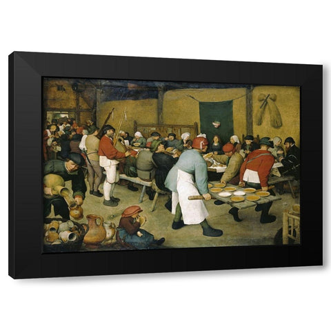 The Peasants Wedding Black Modern Wood Framed Art Print by Bruegel the Elder, Pieter