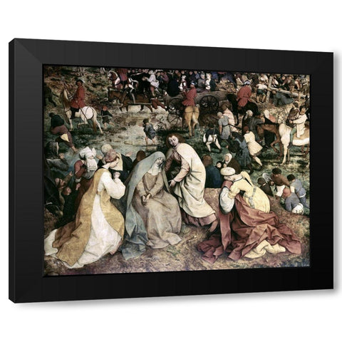 The Procession to Calvary (Detail) (I) Black Modern Wood Framed Art Print with Double Matting by Bruegel the Elder, Pieter