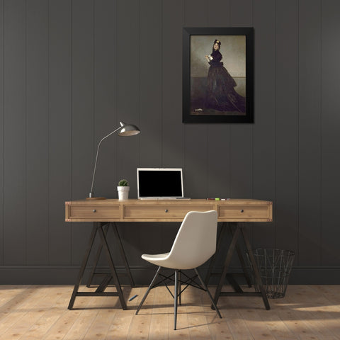 Lady with a Glove Black Modern Wood Framed Art Print by Carolus-Duran, Emile Auguste