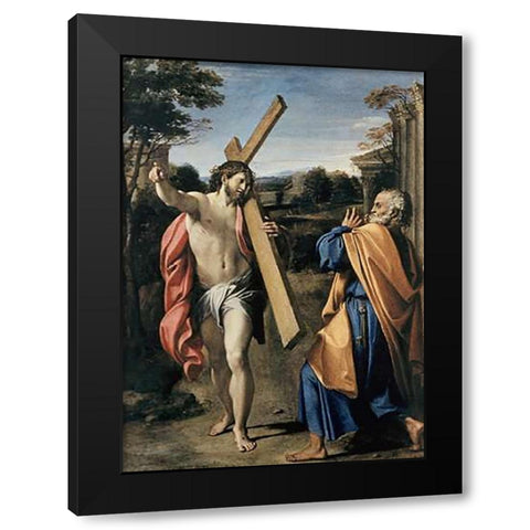 Museumist Appearing to Saint Peter Black Modern Wood Framed Art Print by Carracci, Agostino