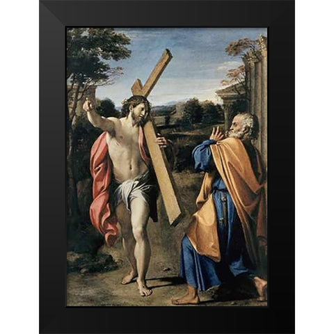 Museumist Appearing to Saint Peter Black Modern Wood Framed Art Print by Carracci, Agostino