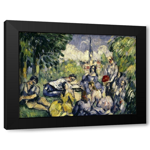 Lunch on the Grass Black Modern Wood Framed Art Print with Double Matting by Cezanne, Paul