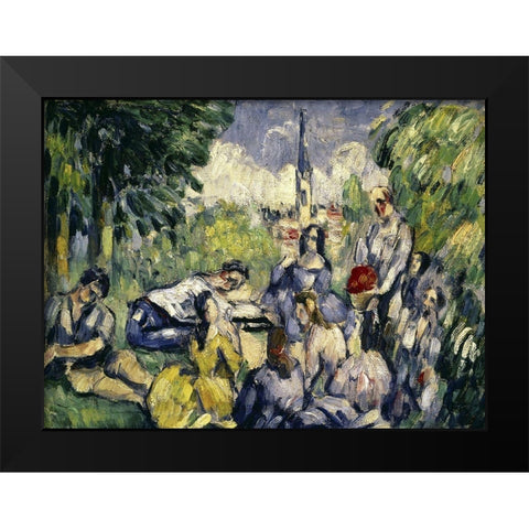 Lunch on the Grass Black Modern Wood Framed Art Print by Cezanne, Paul