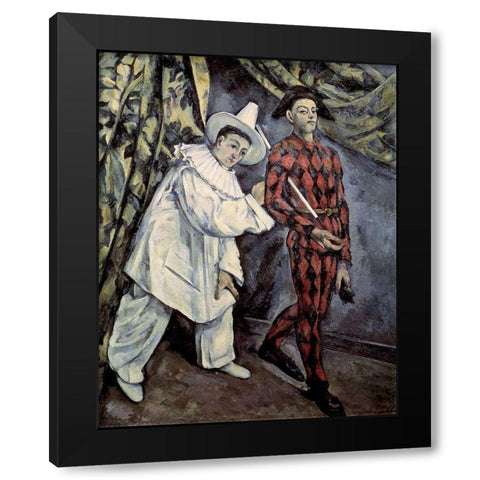 Pierrot and Harlequin (Mardi Gras), 1888 Black Modern Wood Framed Art Print with Double Matting by Cezanne, Paul