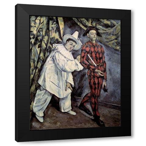 Pierrot and Harlequin (Mardi Gras), 1888 Black Modern Wood Framed Art Print by Cezanne, Paul