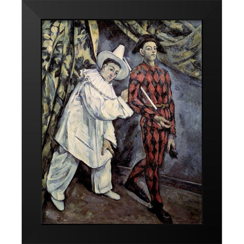 Pierrot and Harlequin (Mardi Gras), 1888 Black Modern Wood Framed Art Print by Cezanne, Paul