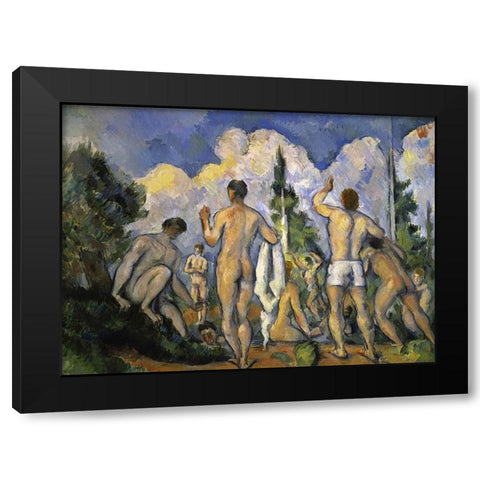 The Bathers Black Modern Wood Framed Art Print with Double Matting by Cezanne, Paul