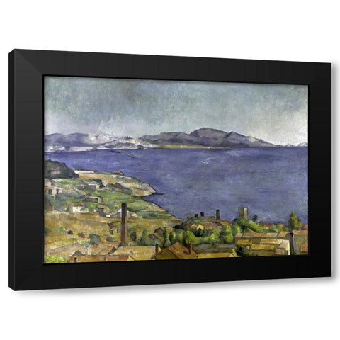 The Gulf of Marseilles Black Modern Wood Framed Art Print by Cezanne, Paul