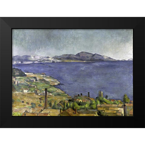 The Gulf of Marseilles Black Modern Wood Framed Art Print by Cezanne, Paul