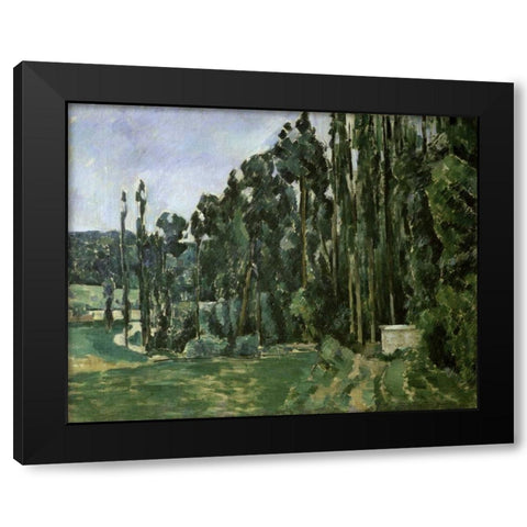 The Poplar Trees Black Modern Wood Framed Art Print with Double Matting by Cezanne, Paul