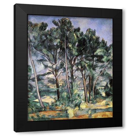 The Viaduct Black Modern Wood Framed Art Print by Cezanne, Paul