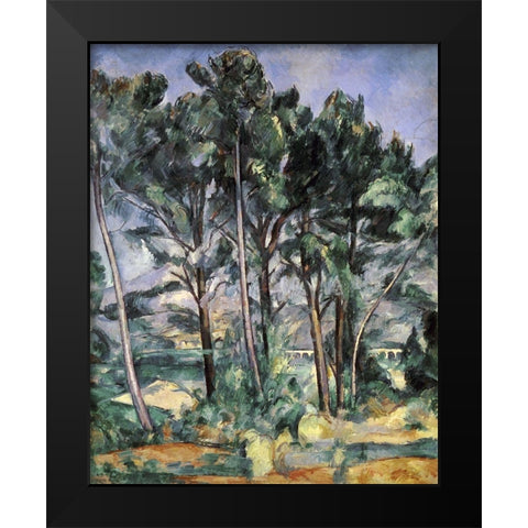 The Viaduct Black Modern Wood Framed Art Print by Cezanne, Paul