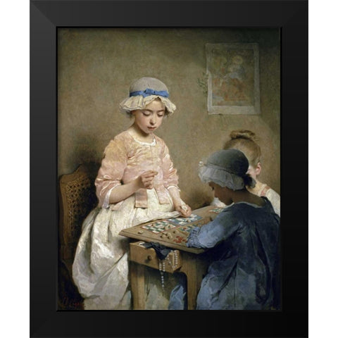 A Game of Chance Black Modern Wood Framed Art Print by Chaplin, Charles