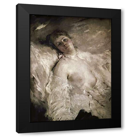A Girl from the Follies Bergere Black Modern Wood Framed Art Print with Double Matting by Chaplin, Charles