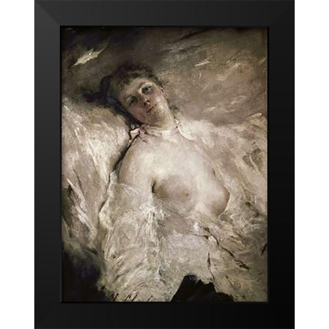 A Girl from the Follies Bergere Black Modern Wood Framed Art Print by Chaplin, Charles