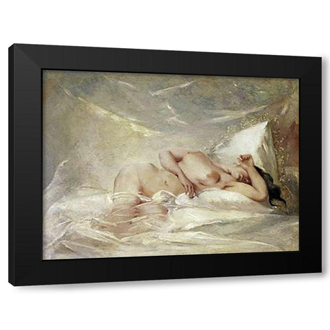 Reclining Nude Black Modern Wood Framed Art Print by Chaplin, Charles