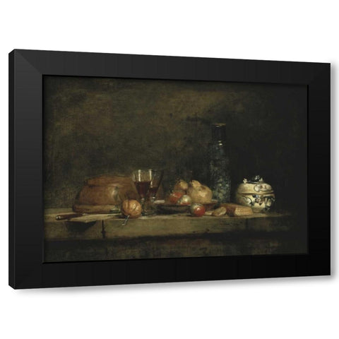 The Jar of Olives Black Modern Wood Framed Art Print with Double Matting by Chardin, Jean-Baptiste-Simeon
