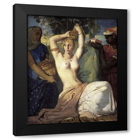 La Toilette dEsther Black Modern Wood Framed Art Print with Double Matting by Chasseriau, Theodore
