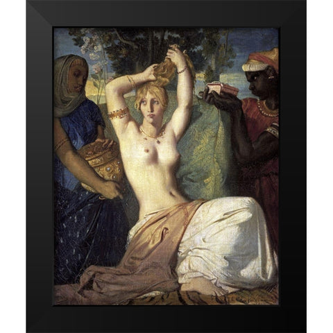 La Toilette dEsther Black Modern Wood Framed Art Print by Chasseriau, Theodore