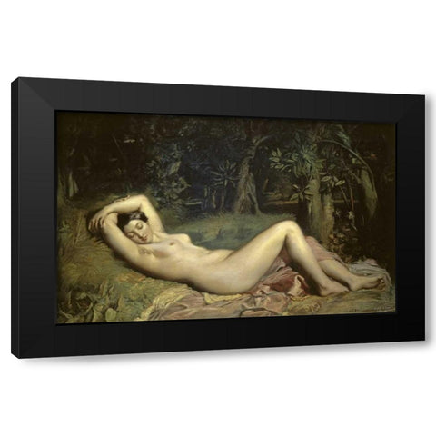 Sleeping Nymph Black Modern Wood Framed Art Print by Chasseriau, Theodore