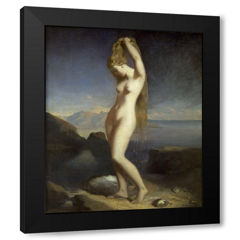 Watery Venus Black Modern Wood Framed Art Print with Double Matting by Chasseriau, Theodore
