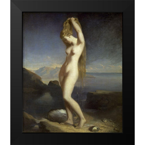 Watery Venus Black Modern Wood Framed Art Print by Chasseriau, Theodore