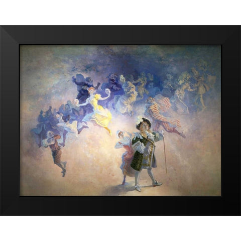 The Comedy Black Modern Wood Framed Art Print by Cheret, Jules