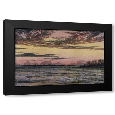 Sunset Over the Ice Black Modern Wood Framed Art Print with Double Matting by Church, Frederic E.