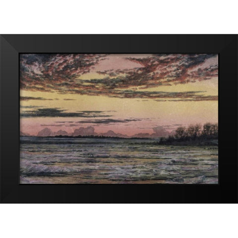 Sunset Over the Ice Black Modern Wood Framed Art Print by Church, Frederic E.