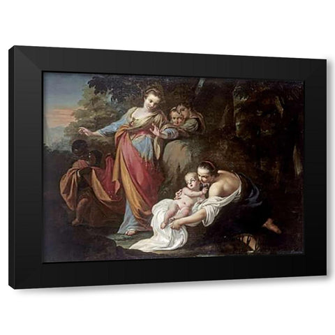 The Finding of Moses Black Modern Wood Framed Art Print by Cignaroli, Gianbettino